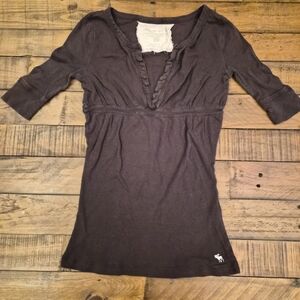 Vintage Y2K Abercrombie & Fitch Brown Ruffle Babydoll Top